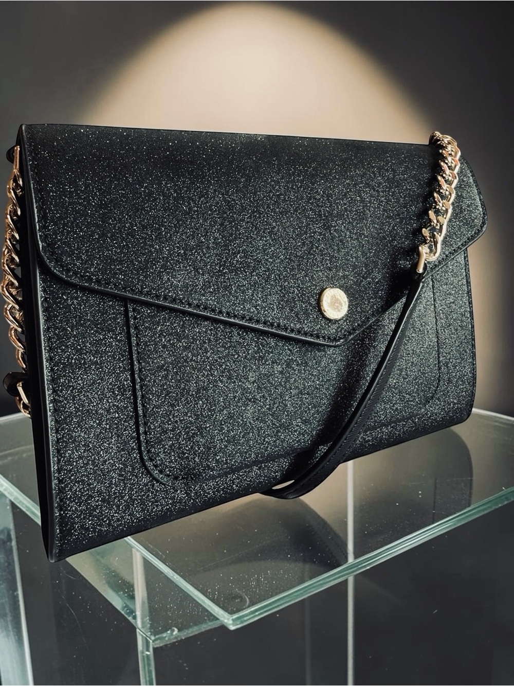 Kate Spade New York Tinsel Flap Crossbody Bag in Black Glitter. NWOT. $279.
